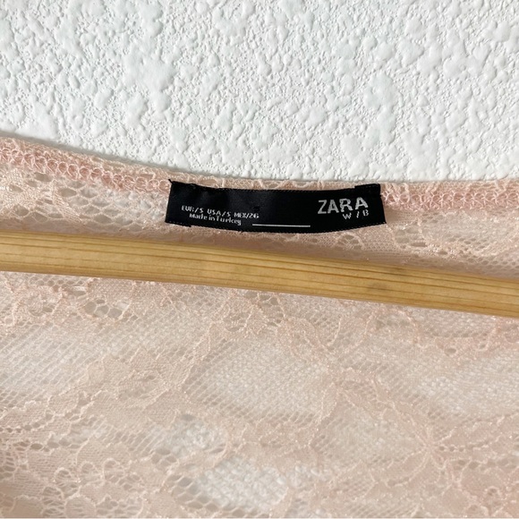 Zara Peach Floral Lace Sheer Bodysuit - Picture 5 of 9